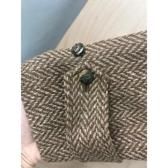Lauren Ralph Lauren Wool Coat Brown Herringbone Button Front Women’s M - Picture 6 of 11